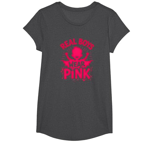 Echte Jungs tragen Rosa T-Shirt, Girls, Anthrazit Meliert, XS Echte Jungs tragen Rosa T-Shirt, Girls, Anthrazit Meliert, XS von Generic