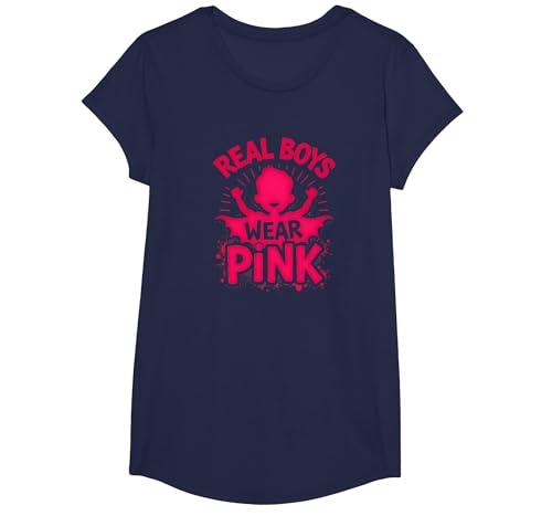 Echte Jungs tragen Rosa T-Shirt, Girls, Marineblau, XS Echte Jungs tragen Rosa T-Shirt, Girls, Marineblau, XS von Generic