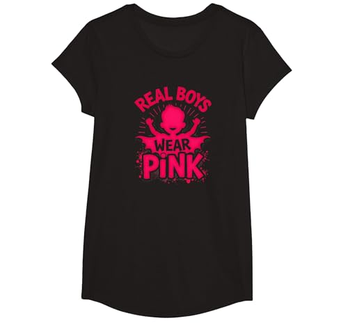 Echte Jungs tragen Rosa T-Shirt, Girls, Schwarz, XS Echte Jungs tragen Rosa T-Shirt, Girls, Schwarz, XS von Generic