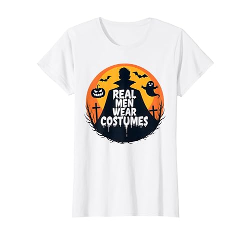 Echte Männer tragen Kostüme: Gruseliger Halloween-Enthusiast T-Shirt, Damen, Weiß, XS Echte Männer tragen Kostüme: Gruseliger Halloween-Enthusiast T-Shirt, Damen, Weiß, XS von Generic