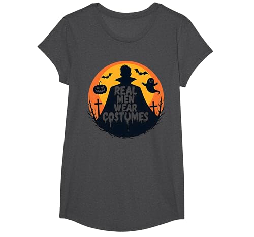 Echte Männer tragen Kostüme: Gruseliger Halloween-Enthusiast T-Shirt, Girls, Anthrazit Meliert, XS Echte Männer tragen Kostüme: Gruseliger Halloween-Enthusiast T-Shirt, Girls, Anthrazit Meliert, XS von Generic