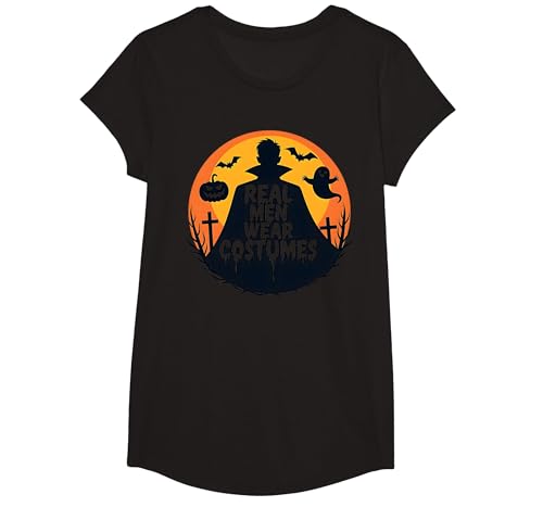 Echte Männer tragen Kostüme: Gruseliger Halloween-Enthusiast T-Shirt, Girls, Schwarz, XS Echte Männer tragen Kostüme: Gruseliger Halloween-Enthusiast T-Shirt, Girls, Schwarz, XS von Generic