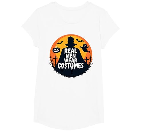 Echte Männer tragen Kostüme: Gruseliger Halloween-Enthusiast T-Shirt, Girls, Weiß, XS von Generic