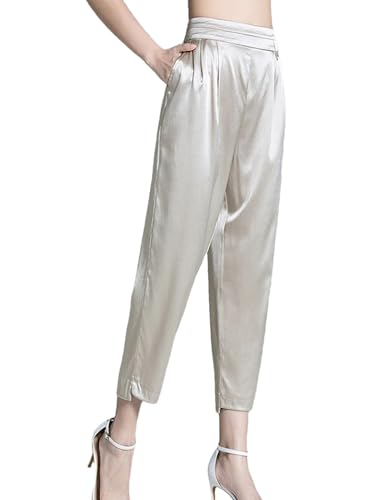 Echte Seidenhose Damen Sommer Haremshose Hohe Taille Lässige Dünne Hose Echte Seidenhose Damen Sommer Haremshose Hohe Taille Lässige Dünne Hose von Generic
