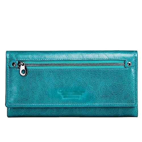 Echtleder Geldbörse Für Damen, Damen Trifold Clutch, Multifunktionale Lange Geldbörse, Kreditkartenetui Mit Ausweisfenster von Generic