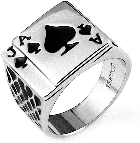 Edelstahl Ass Poker Casino Spiele Glücksspiel Cocktailparty Siegel Biker Ring Schönes Design von Generic