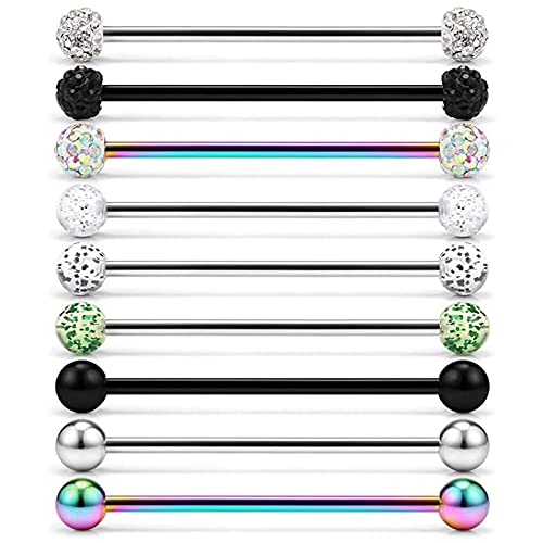 Edelstahl Industrial Barbell Ohrringe für Frauen Männer Knorpel Helix Ringe Piercing Schmuck Set 38 mm von Generic