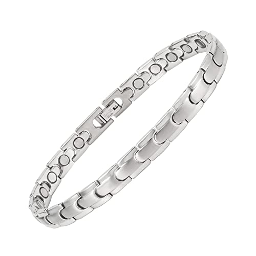 Edelstahl Magnet Fußkettchen für Frauen Magnetische Fußkettchen Knöchel Armbänder mit Magneten Geschenk für Damen (Länge 24cm, Breite:8mm) von Generic