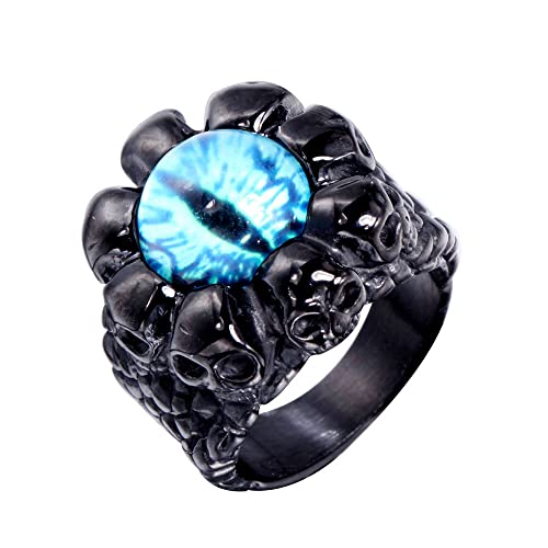 Edelstahl-Ring mit Totenkopf-Motiv und bösem Blick, für Biker, für Männer und Frauen Edelstahl-Ring mit Totenkopf-Motiv und bösem Blick, für Biker, für Männer und Frauen von Generic