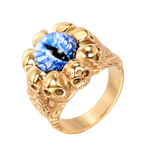 Edelstahl-Ring mit Totenkopf-Motiv und bösem Blick, für Biker, für Männer und Frauen Edelstahl-Ring mit Totenkopf-Motiv und bösem Blick, für Biker, für Männer und Frauen von Generic