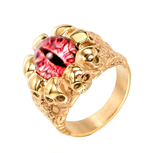 Edelstahl-Ring mit Totenkopf-Motiv und bösem Blick, für Biker, für Männer und Frauen Edelstahl-Ring mit Totenkopf-Motiv und bösem Blick, für Biker, für Männer und Frauen von Generic