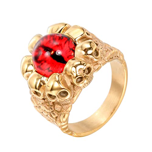 Edelstahl-Ring mit Totenkopf-Motiv und bösem Blick, für Biker, für Männer und Frauen Edelstahl-Ring mit Totenkopf-Motiv und bösem Blick, für Biker, für Männer und Frauen von Generic