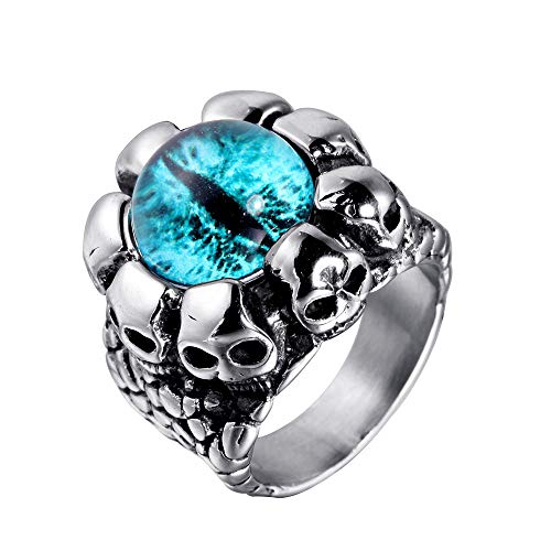 Edelstahl-Ring mit Totenkopf-Motiv und bösem Blick, für Biker, für Männer und Frauen Edelstahl-Ring mit Totenkopf-Motiv und bösem Blick, für Biker, für Männer und Frauen von Generic