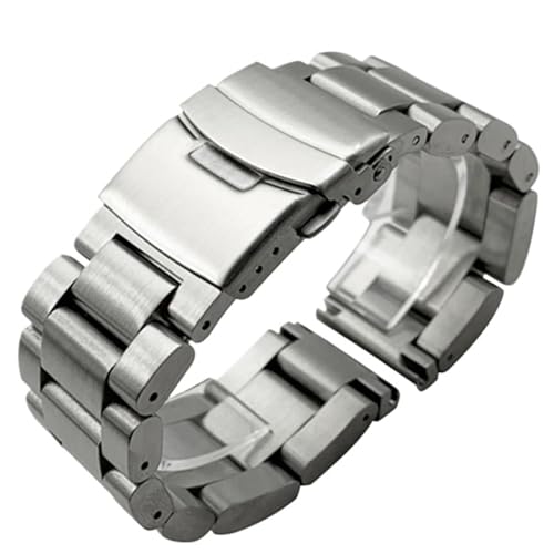 Edelstahl Watchban 22mm 24mm 26mm Männer Metall Handgelenk Armband(Silver,24mm) von Generic