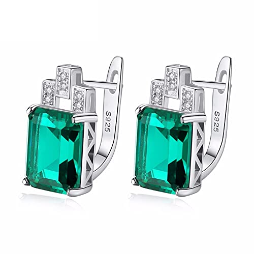 Edelstein-Ohrringe, luxuriös, 7,6 Karat, Nano-Smaragd und Saphir, russischer Kunstsmaragd und Saphir, 925er Silber, Ohrclips, Damenschmuck von Generic