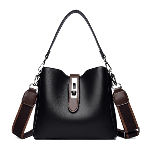 Eimertasche – Leder-Kupplung, modische Handtasche | Satchel für Frauen mit Reißverschlussfächern für Bürofrau oder gelegentliche Ausflüge, Schwarz , Se référer au descriptif von Generic