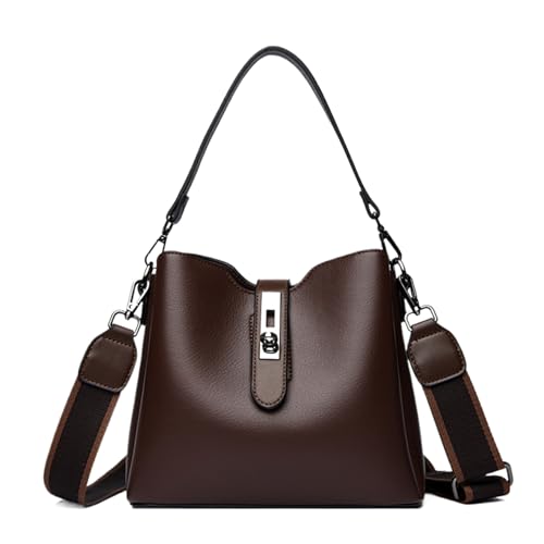 Eimertasche – Leder-Kupplung, modische Handtasche | Satchel für Frauen mit Reißverschlussfächern für Bürofrau oder gelegentliche Ausflüge, coffee, Se référer au descriptif von Generic