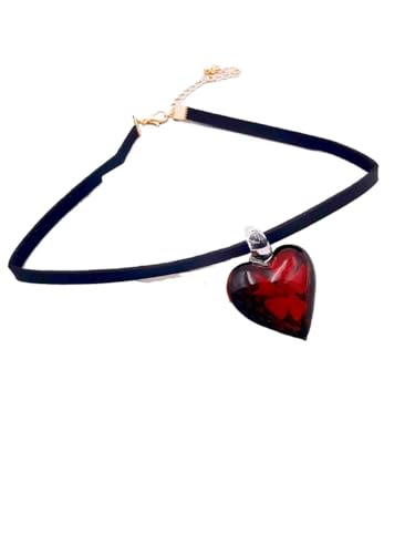 Eine einfache Lederkette und ein Anhänger in Herzform, Einheitsgröße, Achat von Generic