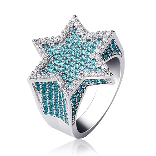 Einfach Sechseckiger Zirkon-Ring für Herren und Damen, Retro-Mode, sechseckiger Zirkon-Paarring, Blau, 8 von Generic