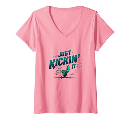 Einfach loslegen: Retro-Sneaker Splash T-Shirt mit V-Ausschnitt, Damen, Rosa, XL von Generic