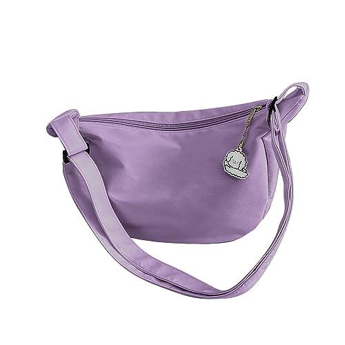 Einfache einfarbige Knödel-Umhängetasche für Damen, modische kleine Nylon-Umhängetasche Damen Umhängetaschen Vintage (Purple, One Size) von Generic