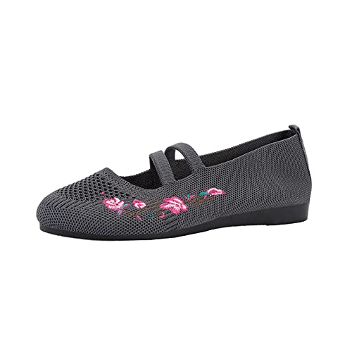 Einfarbig Atmungsaktiv Stricken Exquisite Stickerei Bequeme Flache Freizeitschuhe Hohe Schuhe Damen Sommer Größe 42 von Generic