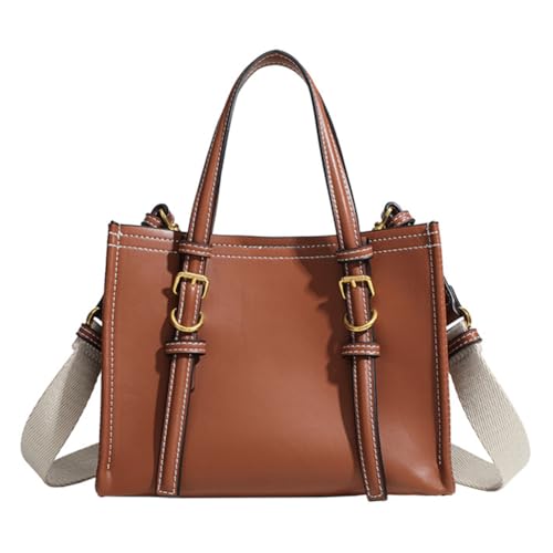Einkaufstasche for Frauen Retro Top Griff Tasche Feste Farbe PU Leder Mode Schulter Satchel Arbeitstaschen Taschen Handtaschen for Reiseeinkaufsarbeit von Generic