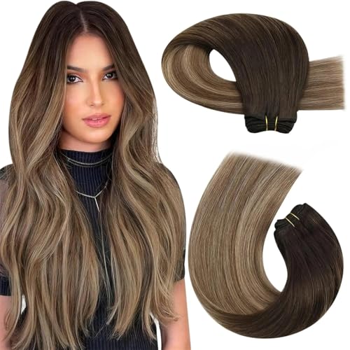 Einnähbare Haar-Extensions Weave-Haarbündel Aus ll Hergestelltem Remy-Haar 100 Gramm Doppelte Schussfäden Weiches Glattes Echthaar Schuss von Generic