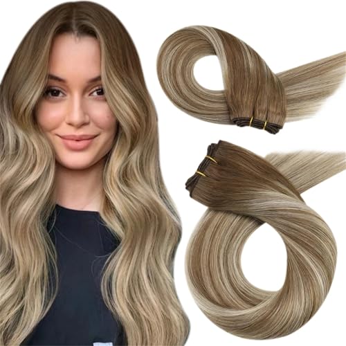 Einnähbare Haar-Extensions Weave-Haarbündel Aus ll Hergestelltem Remy-Haar 100 Gramm Doppelte Schussfäden Weiches Glattes Echthaar Schuss von Generic