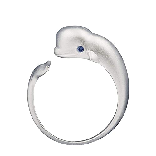 Einstellbare Ring Frauen,S925 Sterling Silber Moderne Kreative Wal Tier Blau Zirkonia Mode Verstellbare Open Knuckle Schwanz Ring Finger Joint Zehenring Schmuck Für Frauen von Generic