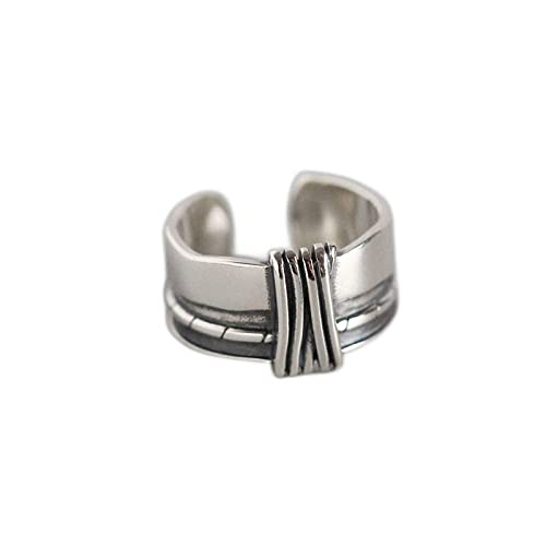 Einstellbare Ring Frauen,S925 Sterling Silber Retro Breites Gesicht Geknotete Streifen Punk Mode Verstellbare Open Knuckle Schwanz Ring Finger Joint Zehenring Schmuck Für von Generic
