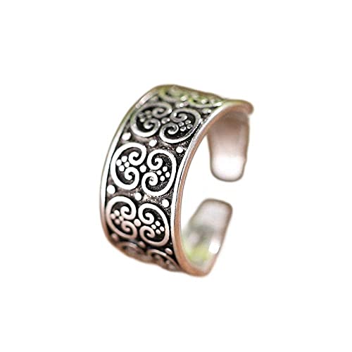 Einstellbare Ring Frauen,S925 Sterling Silber Retro Breites Muster Ethnischen Stil Verstellbare Offene Kn?Chel Schwanz Ring Finger Joint Zehenring Schmuck Für Frauen M?Dch von Generic