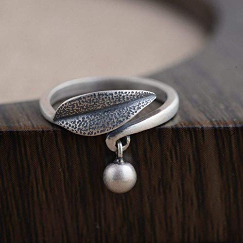 Einstellbare Ring Frauen,S925 Sterling Silber Retro Distressed Blatt Kleine Kugel Nation Verstellbar Open Knuckle Schwanzring Finger Joint Zehenring Schmuck Für Frauen M?D von Generic