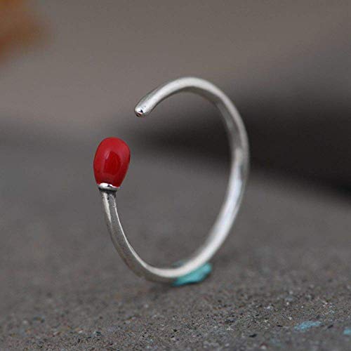 Einstellbare Ring Frauen,S925 Sterling Silber Retro Kreativit?T Rote Streichholz Mode Einfachheit Einstellbar Open Knuckle Schwanzring Finger Joint Zehenring Schmuck Für F von Generic