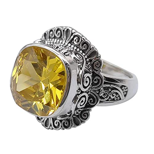 Einstellbare Ring Frauen,S925 Sterling Silber Retro Mosaik Unregelm??Ig Gelb Zirkonia Muster Mode Verstellbar Open Knuckle Schwanz Ring Finger Joint Zehenring Schmuck Für von Generic