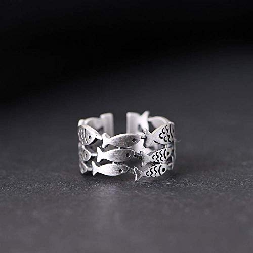 Einstellbare Ring Frauen,S925 Sterling Silber Retro Multilayer Fischtier Einfach Stilvoll Verstellbar Open Knuckle Schwanzring Fingergelenk Zehenring Schmuck Für Frauen M? von Generic