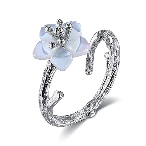 Einstellbare Ring Frauen,S925 Sterling Silber Vintage Naturschale Sakura Zweig Charme Verstellbarer Offener Kn?Chel Schwanz Ring Finger Joint Zehenring Schmuck Für Frauen von Generic