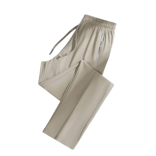 Eisseide Hose Herren Stretch mit Gummizug, Einfarbig Jogginghose Herren Baggy,Sommer Freizeithose Lang Hosen Modern Sporthose Bequem Stoffhose Leichte Herrenhose Sport Loungehose von Generic