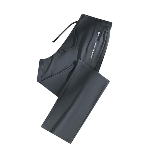 Eisseide Hose Herren Stretch mit Gummizug, Einfarbig Jogginghose Herren Baggy,Sommer Freizeithose Lang Hosen Modern Sporthose Bequem Stoffhose Leichte Herrenhose Sport Loungehose von Generic