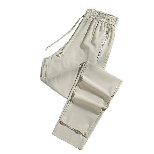 Eisseide Hose Herren Stretch mit Gummizug, Einfarbig Jogginghose Herren Baggy,Sommer Freizeithose Lang Hosen Modern Sporthose Bequem Stoffhose Leichte Herrenhose Sport Loungehose von Generic
