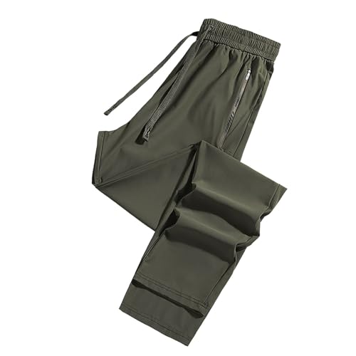 Eisseide Hose Herren Stretch mit Gummizug, Einfarbig Jogginghose Herren Baggy,Sommer Freizeithose Lang Hosen Modern Sporthose Bequem Stoffhose Leichte Herrenhose Sport Loungehose von Generic