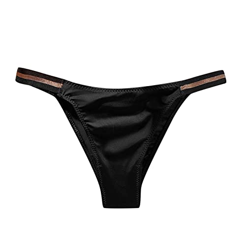 Eisseide String Damen Sexy Dessous String Tanga Frauen Unterhosen Weich Bequeme Unterwäsche Seamless Slips Erotisch Slip Unterhosen Geschenk für Freundin Schwarz L von Generic