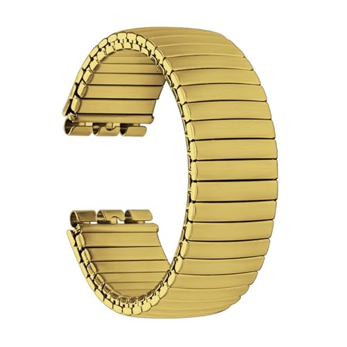 Elastisches Uhrenarmband aus Metall, 17 mm, 20 mm, Dehnungserweiterung, Edelstahl, Uhrenarmband, Herren- und Damenarmband, Zubehör(Matte gold,20mm) von Generic