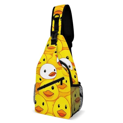 Elegant Brusttasche Gelbe Gummiente Sling Rucksack Verstellbarer,Anti-Diebstahl Rucksack für Wandern Herren Outdoorsport von Generic