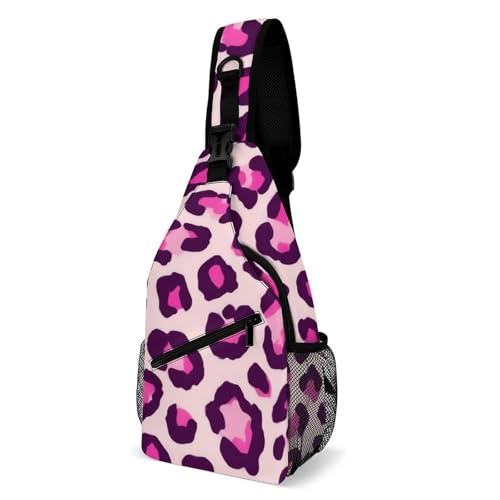 Elegant Crossbody Bags Gepard Leopardenmuster Blumen Rosa Rucksack Stilvoll,Anti-Diebstahl Sporttasche für Sport Kletternoutdoor Herren von Generic