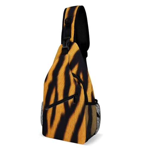 Elegant Crossbody Bags Wildtier Tigerfell Streifen Rucksack Verstellbarer,Tragbare Sling Bag für Laufen Herren Radfahren von Generic