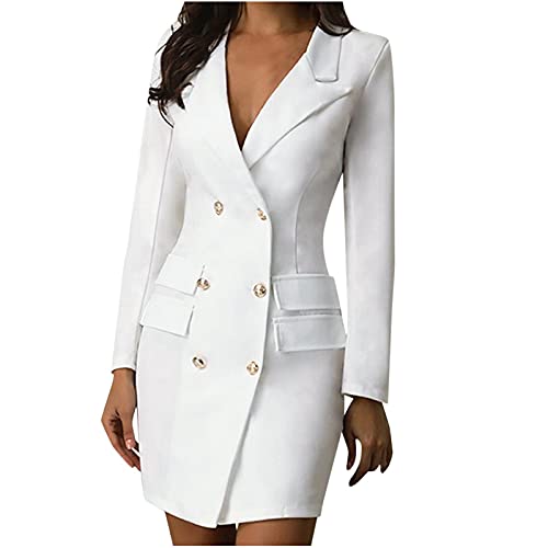 Elegant Damen Kleider Anzüge Kleid Langarm Festkleid Business Tunikakleid Hohe Taille Winterkleid Mädchen Warm Bequemes Pulloverkleid Elegant Minikleid Knielang Sweatkleid von Generic