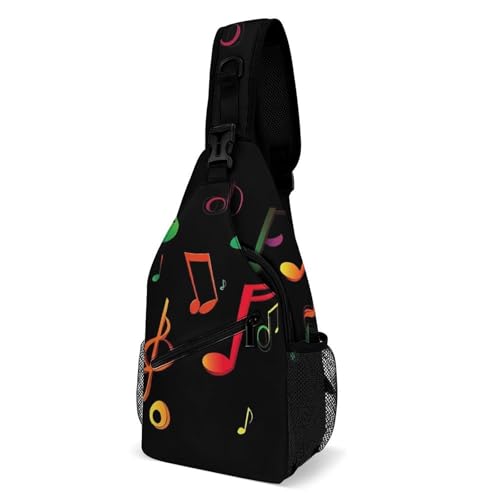 Elegant Taktisch Brusttasche Bunte Musiknote Schwarz Brusttasche Stylisch,Multipurpose Sporttasche für Radfahren Damen Wandern Elegant Taktisch Brusttasche Bunte Musiknote Schwarz Brusttasche Stylisch,Multipurpose Sporttasche für Radfahren Damen Wandern von Generic