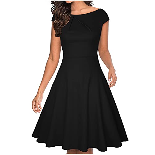 Elegante Abendkleider Damen für Hochzeit Kleid Midikleid A-Linie Abschlusskleid Frauen Abendkleid Elegant Party Cocktailkleid Festliches Ballkleid Einfarbig Lässiges Sommerkleid Faltenkleid von Generic