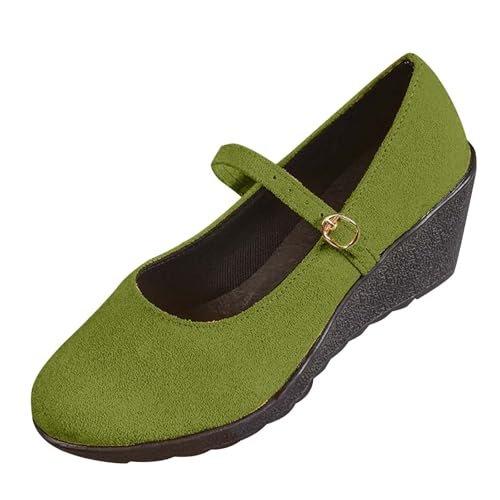 Elegante Ballerinas für Damen, Keilabsatz, Ballettschuhe, ohne Schnürsenkel, runde Spitze, Schnalle, rutschfest, leicht, bequem, Wanderschuhe, grün, 37 EU Elegante Ballerinas für Damen, Keilabsatz, Ballettschuhe, ohne Schnürsenkel, runde Spitze, Schnalle, rutschfest, leicht, bequem, Wanderschuhe, grün, 37 EU von Generic